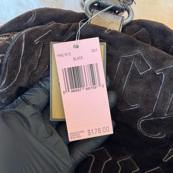 Vintage Juicy Couture Gothic Black Velvet Bag Silver Accents w/ Original Box - Picture 8 of 13